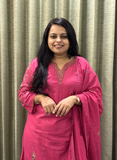 Rani pink mulcotton sequence embroidered dress