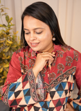Maroon Geomatric Print crape silk shirt
