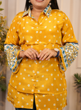Yellow bandhni crape silk shirt