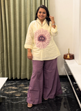Purple & off-white cotton co-ord set
