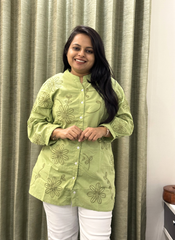 Green embroidered Short Top