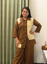 Beige & brown cotton co-ord set