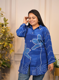 Blue bandhni crape silk shirt