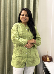 Green embroidered Short Top