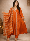 Rust Silk Heavy Dress for Women