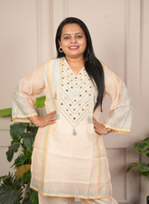 Cream chanderi co-ord set