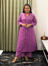 Purple jamdani cotton kurti set