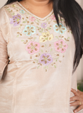 Onion pink tissue co-ord set with hand work detaling