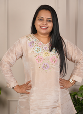 Onion pink tissue co-ord set with hand work detaling