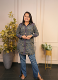 Blue crape silk shirt