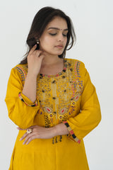 Yellow Mul Chanderi Heavy Co-Ord Set