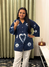 Dark blue hand batik shirts