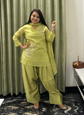 Light green dress with farshi salwar and duppata