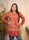 Maroon crape silk shirt