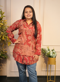 Maroon crape silk shirt