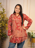 Maroon crape silk shirt