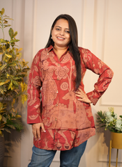 Maroon crape silk shirt