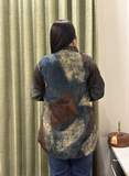 Grey Ajrakh aura crepe silk shirt