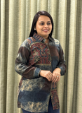 Grey Ajrakh aura crepe silk shirt
