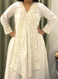 Off white Pure Khadi Premium Kurti Set with Hand-mirror work