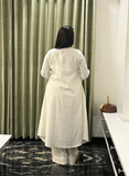 Off white Pure Khadi Premium Kurti Set with Hand-mirror work