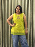 Parrot Green South Cotton Handworked Short Top