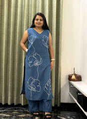 Blue Cotton 2 Piece Kurti Set – Comfortable Daily Wear