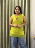 Parrot Green South Cotton Handworked Short Top