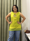 Parrot Green South Cotton Handworked Short Top