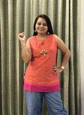 Orange South Cotton Handworked Short Top