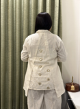 Off white Pure Khadi trending coord set with Hand-mirror work