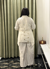 Off white Pure Khadi trending coord set with Hand-mirror work