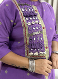 Jamdani Cotton Purple Mirror Worked Handcrafted Kurta with Straight Pants