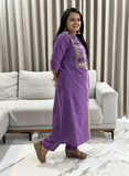 Jamdani Cotton Purple Mirror Worked Handcrafted Kurta with Straight Pants