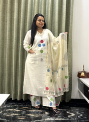 Off White Cotton Silk Dress for Women