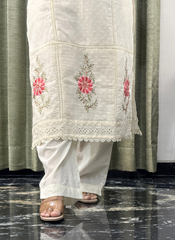 Off White Cotton Chikankari Dress