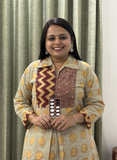 Biege and Maroon Hand-mirror work cotton kurti set