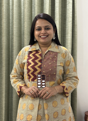 Biege and Maroon Hand-mirror work cotton kurti set