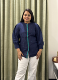 Navvy Blue Pure Jamdani Cotton Short Top