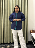 Navvy Blue Pure Jamdani Cotton Short Top