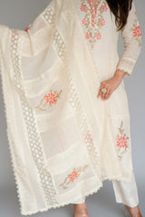 Off White Cotton Chikankari Dress