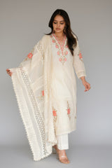 Off White Cotton Chikankari Dress