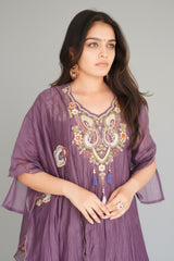 Purple Mul Chanderi Heavy Dress
