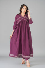 Wine Cotton Dress for Women