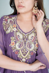 Purple Mul Chanderi Heavy Dress