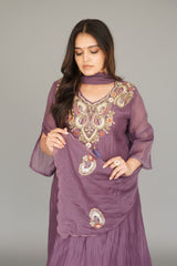 Purple Mul Chanderi Heavy Dress