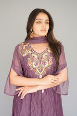 Purple Mul Chanderi Heavy Dress