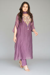 Purple Mul Chanderi Heavy Dress