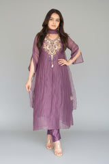 Purple Mul Chanderi Heavy Dress