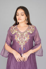Purple Mul Chanderi Heavy Dress